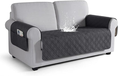 VANSOFY Couch Cover, Waterproof Sofa Covers Washable Slipcover Furniture Protector Couch Seat Covers Non-Slip Couch Cover for Dogs, Pets(Loveseat Plus, Charcoal Gray)