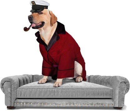 Luxury Minimalist Light Grey Rocky Armchair Dog Bed