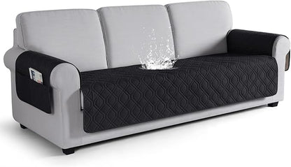 VANSOFY Couch Cover, Waterproof Sofa Covers Washable Slipcover Furniture Protector Couch Seat Covers Non-Slip Couch Cover for Dogs, Pets(Sofa Plus, Black)