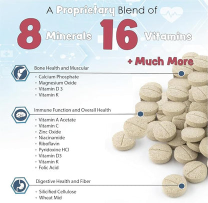 Vita-Tabs - Essential Vitamins, Minerals, Nutrients - Health Supplement for Dogs - Support Immune System, Bones - Liver Flavored - 250 Chewable Tablets