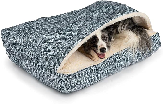 Snoozer Pet Products Luxury Rectangle Cozy Cave Dog Bed with Microsuede, Showdog Collection, Extra Large, Palmer Indigo