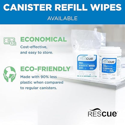 REScue One-Step Disinfectant Cleaner & Deodorizer Wipes for Vet Use – Cleaner for Kennels, Litter Boxes, Vet Offices, Pet Grooming Surfaces, Pet Items – Wipes Canister, 160-Count (4 Pack)