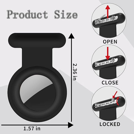 2 Pack Holder Case Compatible for Airtag Tracker, Silicone Hidden GPS Kid Airtag Holder with Invisible Pin, Anti Lost Case Cover for Apple Air Tag for Toddlers, Elderly, Pet, Clothing(Black and Grey)