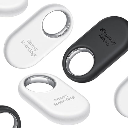 Samsung Galaxy SmartTag2, Bluetooth Tracker, Locator Tracking Device, Item Finder for Keys, Wallet, Luggage, Use w/Phones Tablets Android 11 or Later, 2023, 4 Pack, 2 Black, 2 White