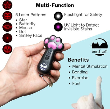 Luli & Cat USB-Rechargeable Laser Toy | Multi-Function Interactive Pointer | Cat Toy Gift Set