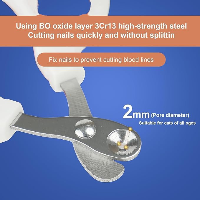Cat Nail Clippers with Circular Cut Hole -Avoid Over Cutting Pet Nail Clippers -Sharp Angled Blade Professional paw Trimmer Set for Novice pet Families (Pink)