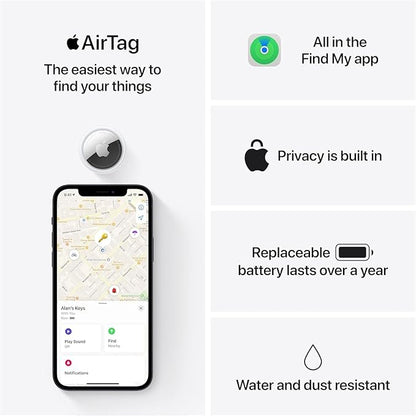 Apple AirTag (1st Generation) - 4 Pack. Keep Track of and find Your Keys, Wallet, Luggage, Backpack, and More. Simple one-tap Set up with iPhone or iPad, Bluetooth