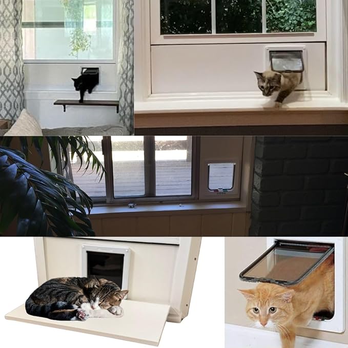 Custom Cat Door Window Insert - PVC Base | Insulated & Weather-Sealed | Tool-Free Install for Horizontal & Vertical Windows | Microchip Lock Options | Made in USA | Small Dogs & Pets