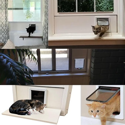 Custom Cat Door Window Insert - PVC Base | Insulated & Weather-Sealed | Tool-Free Install for Horizontal & Vertical Windows | Microchip Lock Options | Made in USA | Small Dogs & Pets