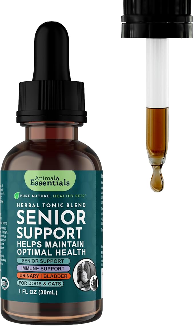 Animal Essentials Senior Support for Dogs & Cats Supplement - Milk Thistle, For Old Cats & Dogs, Pet Kidney Support, Herbal Supplement - 1 Fl Oz