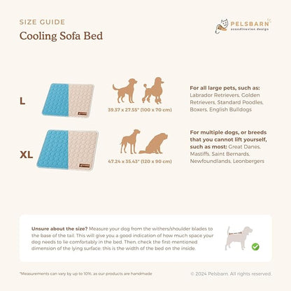 Pelsbarn Dog Cooling Mat- Ice Silk Summer Comfort, Self Cooling, Non-Slip Dog Pad, Durable & Washable, Mat for Extra Large Dogs 33"" x 45"", Support Shelter Dogs with Every Purchase (Beige)