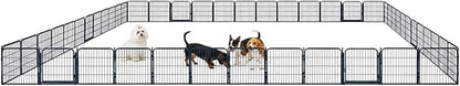 Outdoor Dog Playpen - 24 inch, 48 Panels for Small and Puppy Size Dogs - Heavy Duty Metal Pet Fence with Black Anti-Rust Coating - Portable Exercise Play Pen for RV, Camping, and Yard