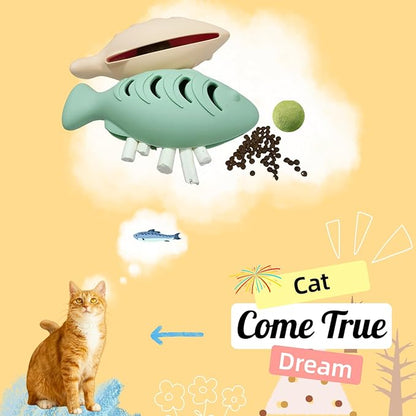 2Pcs Silicone Cat Toys, Multi-Functional Chew, Treat Dispenser, Interactive Feeder Toy for Indoor Cats, Food Puzzle Kitten Teething Toys, Durable Pet Training Toy with Catnip Ball (Pink&Green /Blue)
