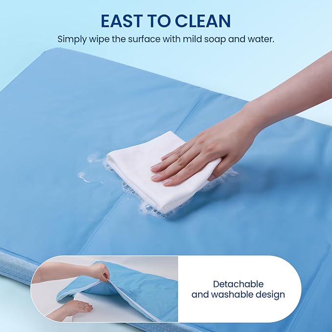 Orthopedic Dog Cooling Mat: Extra-Thick Self-Cooling with Removable Memory Foam & Non-Slip Bottom – Non-Toxic Gel – Indoor & Outdoor Summer Use for Dogs & Cats from 46-80 lbs