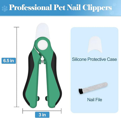 Swihauk Heavy Duty Dog Nail Clippers and Trimmers, Professional Pet Nail Clippers with Nail File for Dogs Cats Small Animal, Claw Clippers with Safety Guard to Prevent Over-Cutting, Green