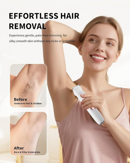 Ufree Bikini Trimmer Electric Razors for Women Dual Head, Pubic Body Hair Trimmer Electric Shaver for Face, Legs, Arm, Rechargeable Lady Shaver Waterproof, Summer Grooming Kit