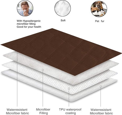 fuguitex Waterproof Dog Blanket Reversible for Small Dogs Resistant Leakproof Washable Couch Cushion Bed Protector Cover for Indoor Furniture Pet Friendly（40"*50",Brown+Chocolate