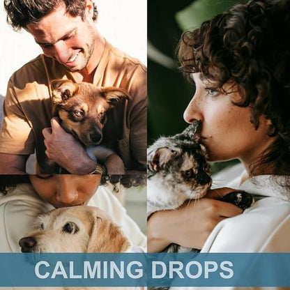 Dogs and Cats Calming Drops - Calmness and Pets Well-Being - 6 in 1 Formula with L-Theanine Valerian Lemon Balm Chamomille - 120 Servings - Made in USA - Bacon Flavor 4oz