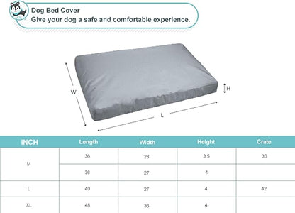 Explore Land Scratch Resistance Dog Bed Cover Canvas Washable Dog Crate Pad Replacement Cover, 36Lx23Wx3.5H inch, Charcoal