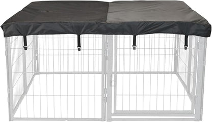 Dog Playpen w/Square Top Shade Cover - 24 inch, 8 Panel Portable Grey Metal Pet Play Pen for Small Dogs & Puppies - Indoor/Outdoor Kennel Cage for Home, Yard, RV, or Camping