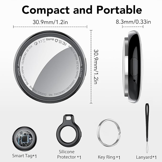 2026 New [Apple MFi Certified] Air Tracker Tag-1 Pack (iOS Only), Tukio Bluetooth Tracker for Apple Find My, Replaceable Battery, Key Finder and Item Locator Smart Tag for Keys, Bag, Luggage and More