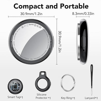 2026 New [Apple MFi Certified] Air Tracker Tag-1 Pack (iOS Only), Tukio Bluetooth Tracker for Apple Find My, Replaceable Battery, Key Finder and Item Locator Smart Tag for Keys, Bag, Luggage and More
