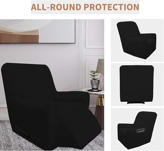 Easy-Going 100% Waterproof Recliner Cover, Dual Waterproof Couch Cover for Recliner, 1- Piece Jacquard Sofa Cover, Leakproof Sofa Slipcover for Kids, Pets, Dog and Cat (Recliner, Black)