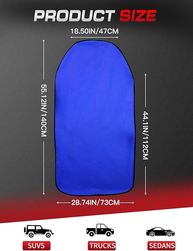 550g Heavy Duty Towel Car Seat Cover, Waterproof Sweat Protector for Post-Gym & Beach, Non-Slip Microfiber Bucket Seat Mat for Sedans SUV Minivans, Machine Washable (Blue, 1-Pack)