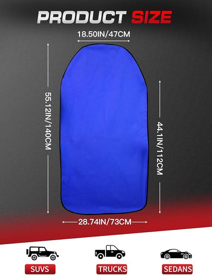 550g Heavy Duty Towel Car Seat Cover, Waterproof Sweat Protector for Post-Gym & Beach, Non-Slip Microfiber Bucket Seat Mat for Sedans SUV Minivans, Machine Washable (Blue, 1-Pack)