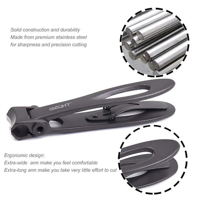 SZQHT Ultra Wide Jaw Opening Nail Clippers Set, Toenail Clippers for Thick Nails, Heavy Duty Nail Cutter, Stainless Steel Toe Nail Clippers for Seniors, Men & Women Manicure,Pedicure,Big(Gray)