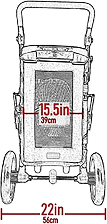 Pet Gear NO-Zip Pet Stroller with Dual Entry, Push Button Zipperless Entry for Single or Multiple Dogs/Cats, Pet Can Easily Walk in/Out, Gel-Filled Tires, Candy Red, Excursion