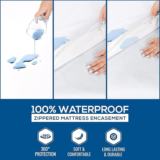 Utopia Bedding Mattress Protector Zippered King Size (Pack of 2), 100% Waterproof Bed Bug and Dust Mite Proof Mattress Encasement, Absorbent 6 Sided Mattress Cover