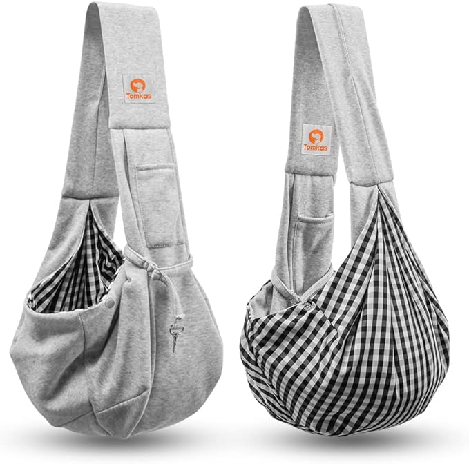 Tomkas Small Dog Sling Carrier - Classic Pocket Classic Strap - for 3-12 lbs Pets(Grey)
