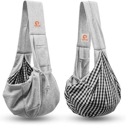 Tomkas Small Dog Sling Carrier - Classic Pocket Classic Strap - for 3-12 lbs Pets(Grey)