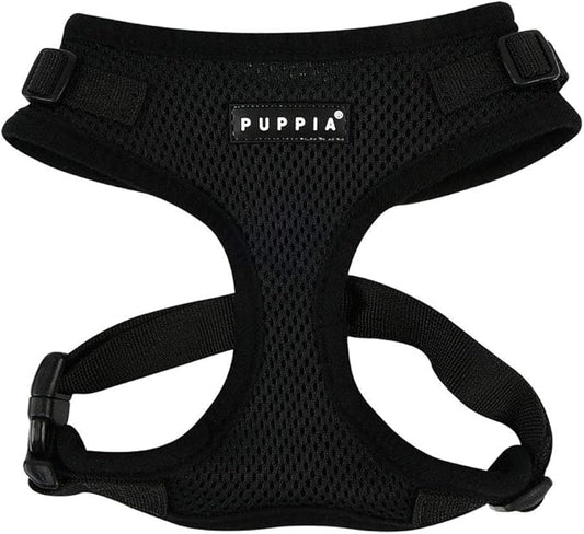 Authentic Puppia RiteFit Harness with Adjustable Neck, Black, Small