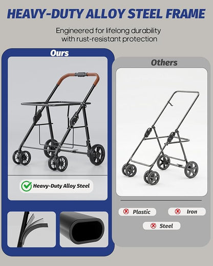 Dog Stroller for Large & Medium Dogs, Pet Stroller for 2 Small Dogs Up to 80 Lbs, Extra Large Heavy Duty, Folding & Breathable, All-Terrain Wheels, Grey