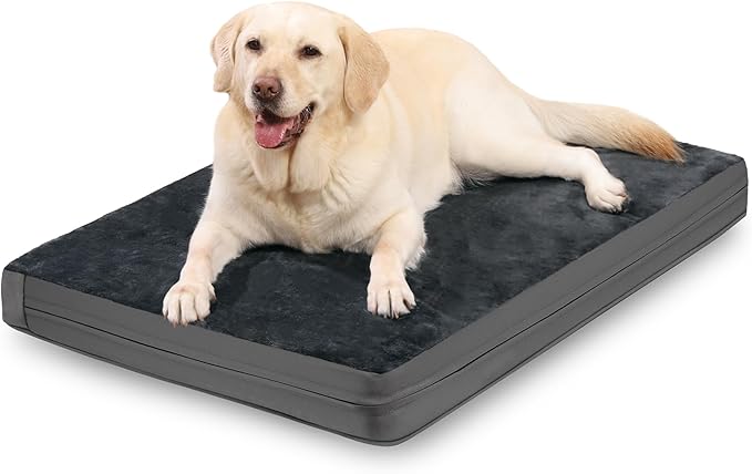 Waterproof XXL Dog Beds Large Sized Dogs, Outdoor Washable Crate Pad 48 inch, Jumbo XXLarge Orthopedic Foam Pet Bed with Removable Cover Reversible, Anti-Slip Kennel Pad, 47"x29", Dark Gray