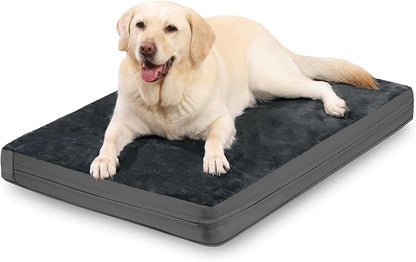 Waterproof XXL Dog Beds Large Sized Dogs, Outdoor Washable Crate Pad 48 inch, Jumbo XXLarge Orthopedic Foam Pet Bed with Removable Cover Reversible, Anti-Slip Kennel Pad, 47"x29", Dark Gray