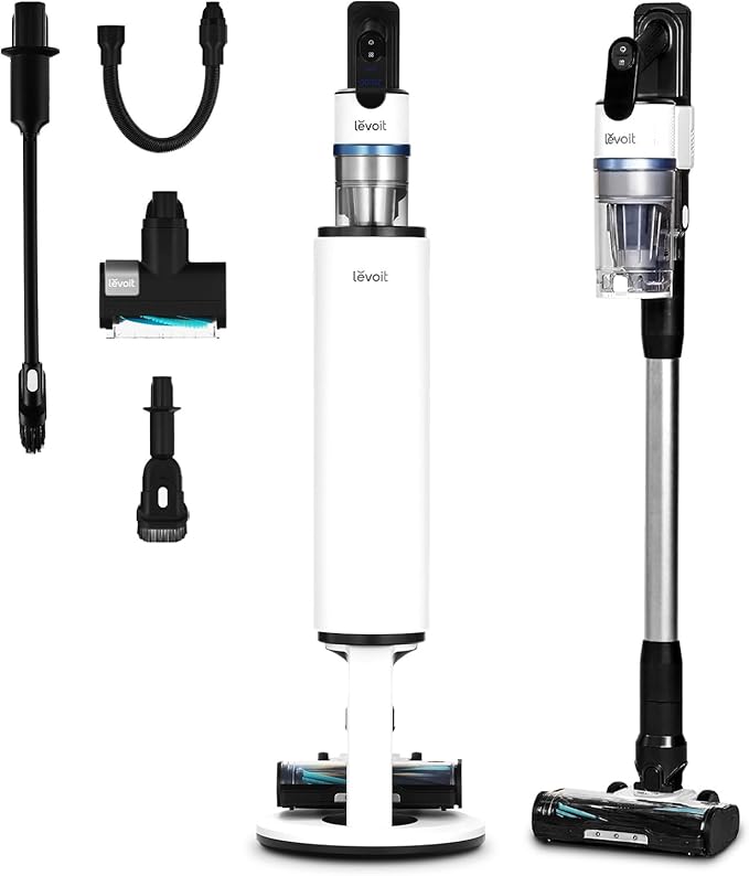 LEVOIT AERO Cordless Vacuum with Auto-Empty Station, HyperPulse Technology, Anti-Tangle Brush, 5-Stage Filtration, HEPA Filter, Up to 70 Minutes, Powerful Suction for Pet Hair, Carpet, Hard Floor