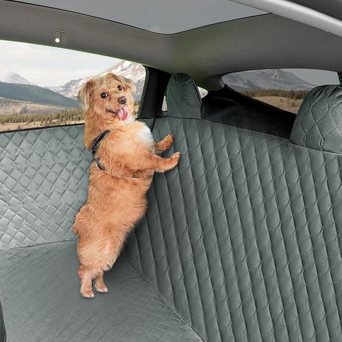 TESBEAUTY Dog Seat Cover for Tesla Model Y/Tesla Model 3/S Back Seat Cover for Pets Custom-Designed Each inch Protected, Even headrest Area is Covered, Waterproof Anti Scratch