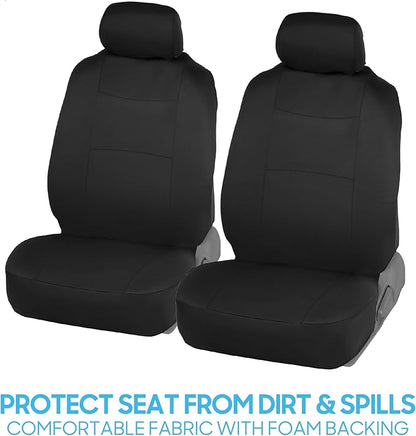 BDK PolyPro Car Seat Covers Full Set in Solid Black, Front and Rear Split Bench Seat Covers for Cars, Easy to Install Car Seats Cover Set and Accessories for Auto Trucks Van SUV - Solid Black