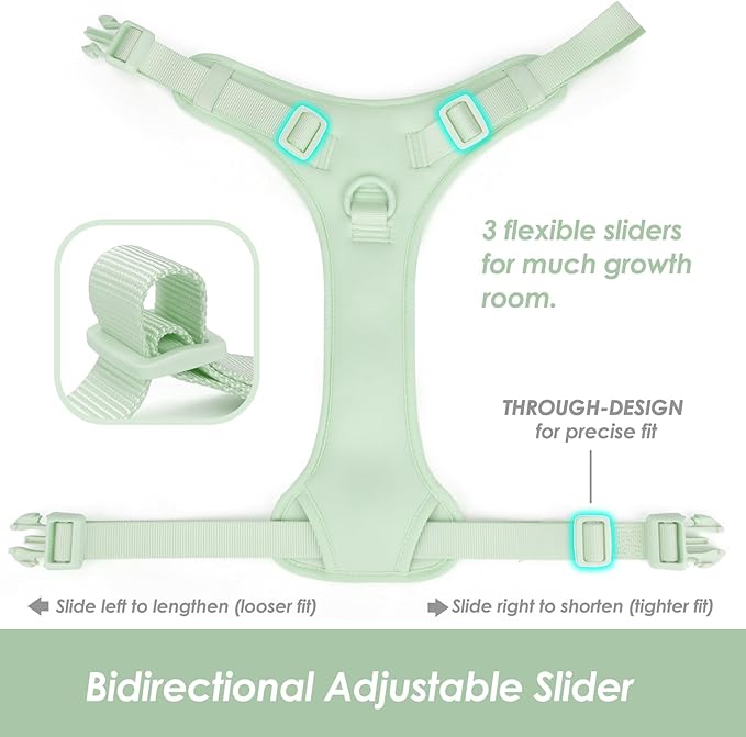 No Pull Dog Harness, Puppy Vest with Front Clip for Small Medium Large Sized Dog(Light Green,M)
