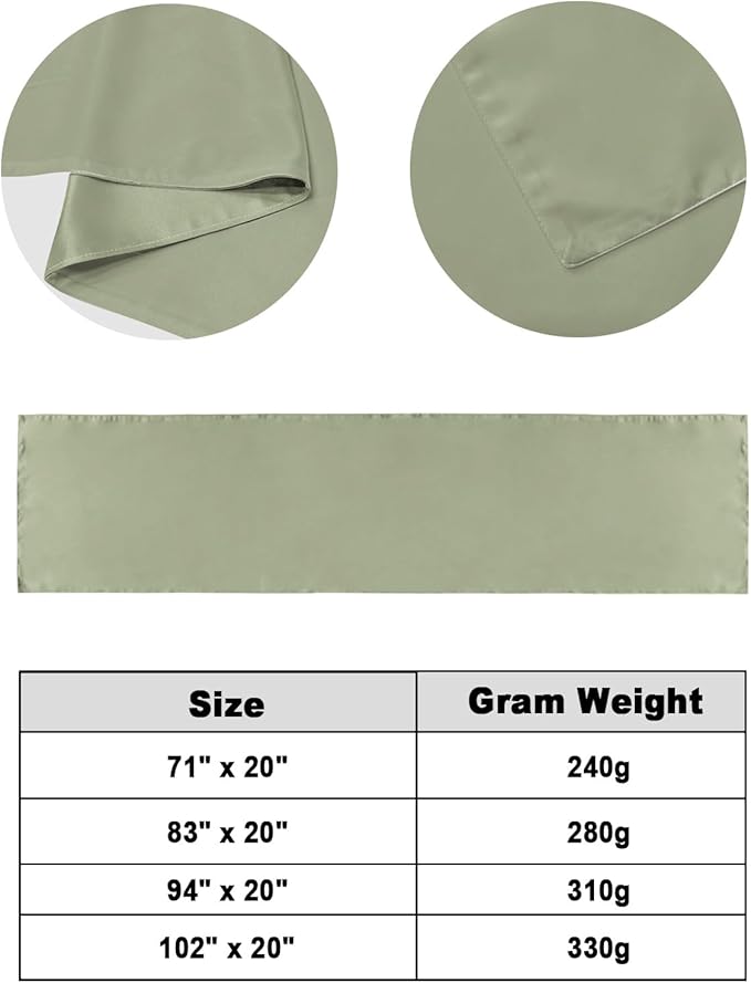Sage Green Bed Runner for Queen Size Bed, Farmhouse Decorative Bed Scarf Throws for Foot of Bed, Sage Green Color Luxury Bedding Protector Slipcover Bed Runners for Hotel/Home, 83 x 20 Inch