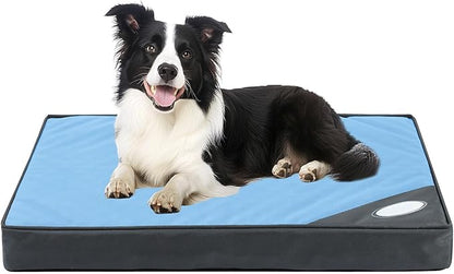 Orthopedic Outdoor Waterproof Dog Beds for Medium Dogs, Washable Pet Bed with Egg Crate Foam Pet Bed Mat for Crate and Removable Oxford Fabric Cover,36"x 26", Blue