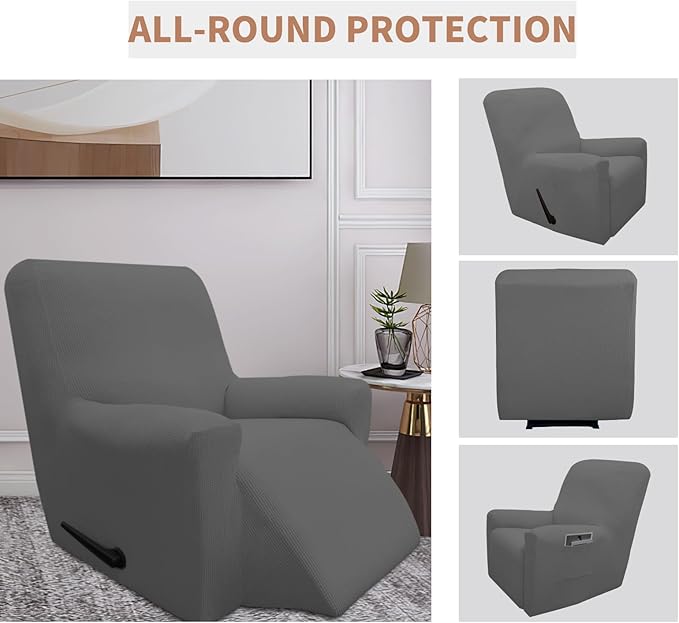 Easy-Going 100% Waterproof Recliner Cover, Dual Waterproof Couch Cover for Recliner, 1- Piece Jacquard Sofa Cover, Leakproof Sofa Slipcover for Kids, Pets, Dog and Cat (Recliner, Grey)