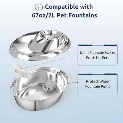12+6 Pack Compatible with ORSDA Cat Water Fountain Filters for D30 67oz/2L Automatic Stainless Steel Cat Fountain, 12 Replacement Water Filters + 6 Pre-Filter Sponges