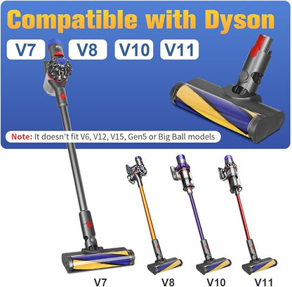 FUNTECK LED Soft Roller Cleaner Head Compatible with Dyson V11 V10 V8 V7 Vacuum Cleaners, Illuminating Hidden Dust and Debris and Ideal for Smooth Hard Floors