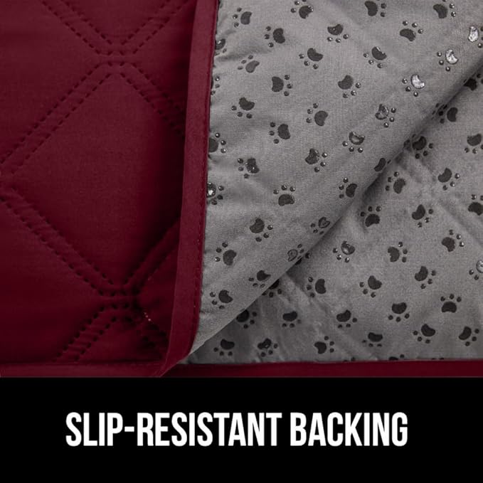 GORILLA GRIP Waterproof Dog Blanket, 82x52, Leakproof Couch Cover for Dogs, Silicone Grip Backing, Protects Sofa, Sectional, Bed, Crate, Car & RV, Tear-Resistant Washable Senior Pet Blanket, Burgandy