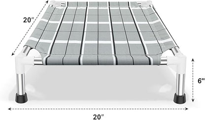 Elevated Raised Outdoor Dog Bed - Cooling Lifted Outside Dogs Cot Bed with Non-Slip Feet Dog Hammock Bed with Stainless Steel Frame Portable Puppy Pet Bed for Indoor & Outdoor
