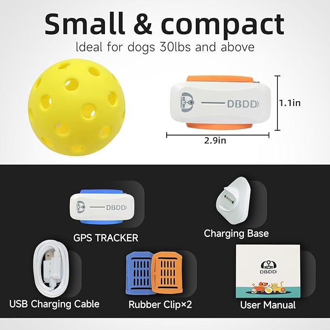 DBDD AI GPS Tracker for Dogs (30lbs+), Real Time Location and AI Health Assistant, Electronic Fence, Waterproof, iOS and Android Universal (D5-White)